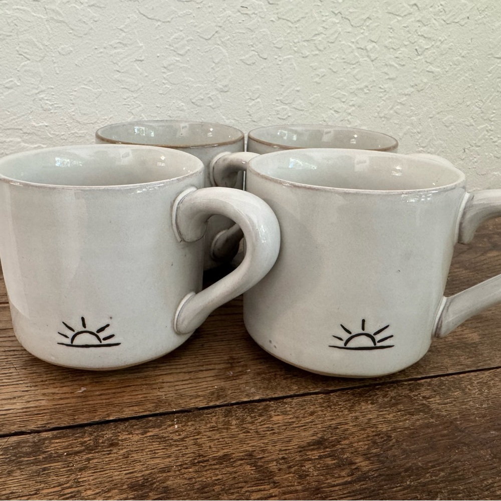 Sunrise White Ceramic Mugs Set